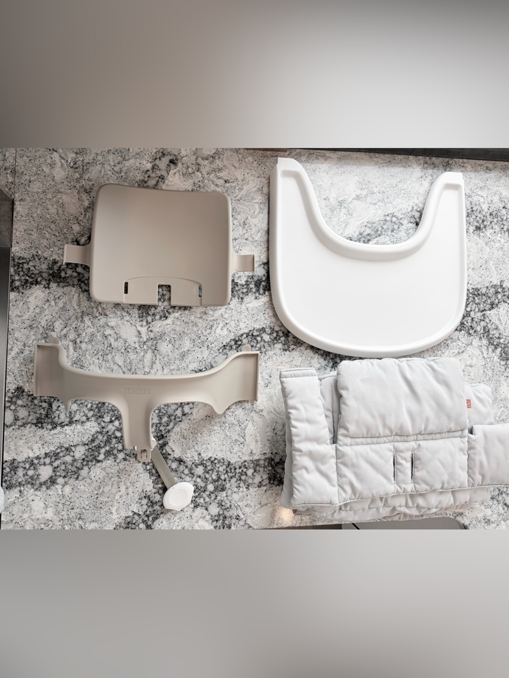 Stokke Tripp Trapp Baby Set Tray and Cushion sets x 2 - Taupe & Light Gray